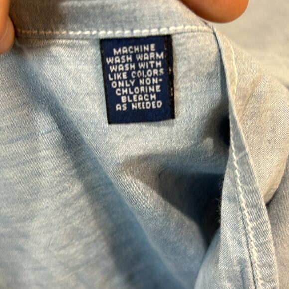 POLO Sport Ralph Lauren Chambray Short Sleeve Button Down Shirt Mens Medium - Picture 5 of 6